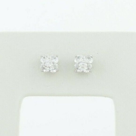 Sterling Silver White CZ Earrings Stud Post Earrings Sparkly and Pretty - Picture 5 of 8